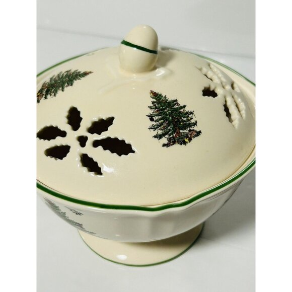 Spode Vintage England Porcelain Pierced Bowl Candy Dish Tree Design 5x5” - Picture 6 of 9